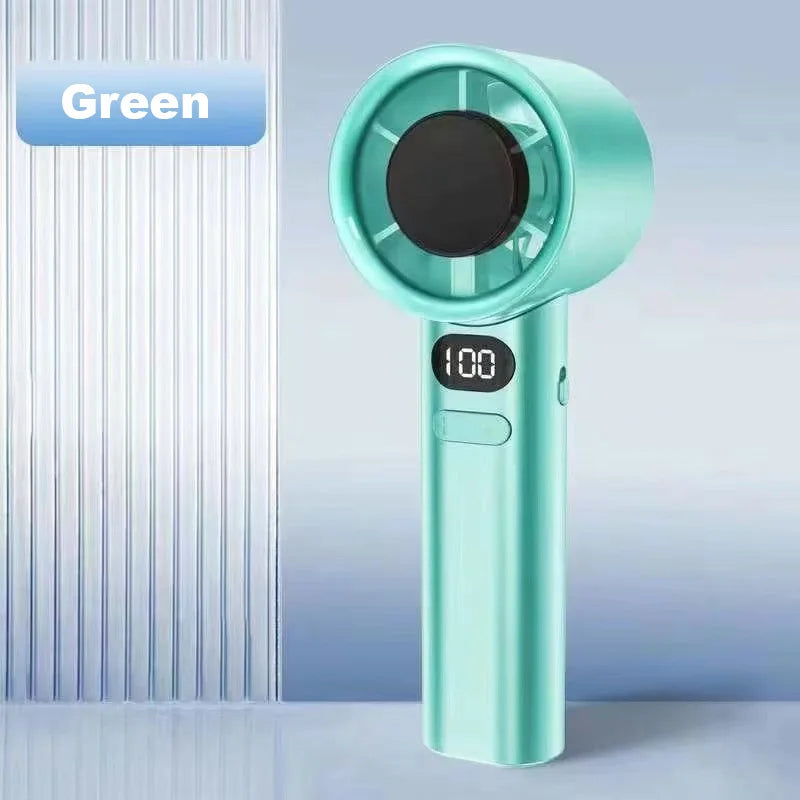USB Rechargeable Turbo Handheld Fan - Adjustable 12-Speed Mini Fan with LED Display & Gentle Mode for Home/Office/Travel