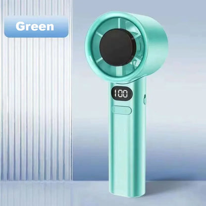 USB Rechargeable Turbo Handheld Fan - Adjustable 12-Speed Mini Fan with LED Display & Gentle Mode for Home/Office/Travel