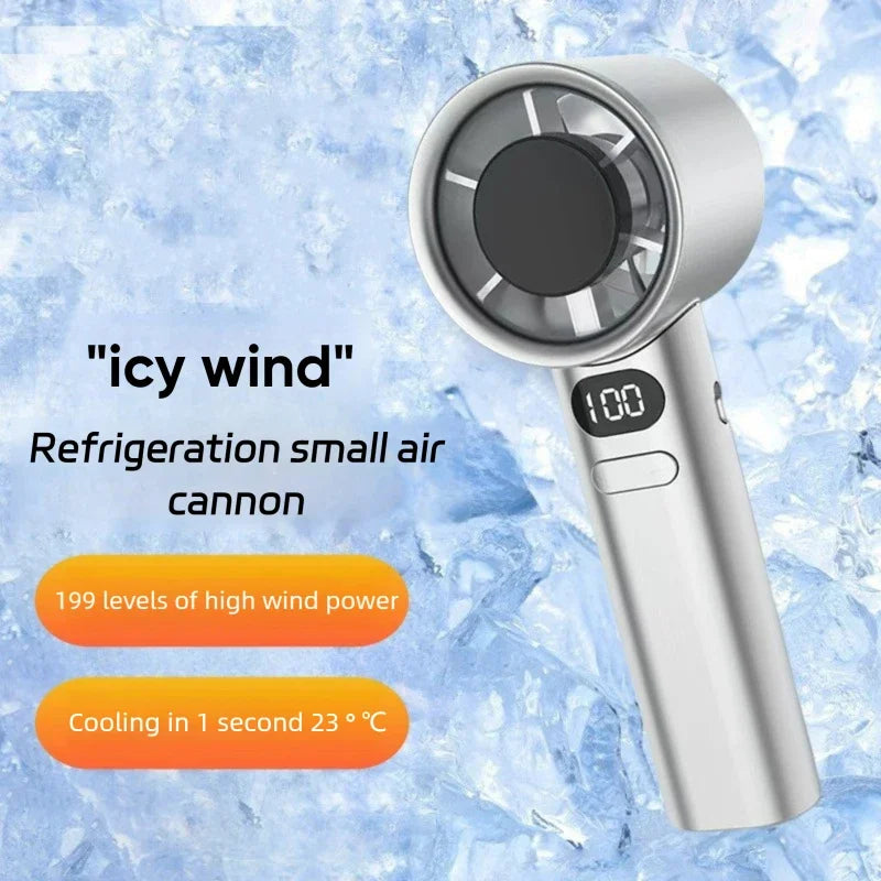 USB Rechargeable Turbo Handheld Fan - Adjustable 12-Speed Mini Fan with LED Display & Gentle Mode for Home/Office/Travel