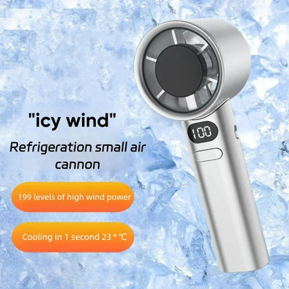 USB Rechargeable Turbo Handheld Fan - Adjustable 12-Speed Mini Fan with LED Display & Gentle Mode for Home/Office/Travel