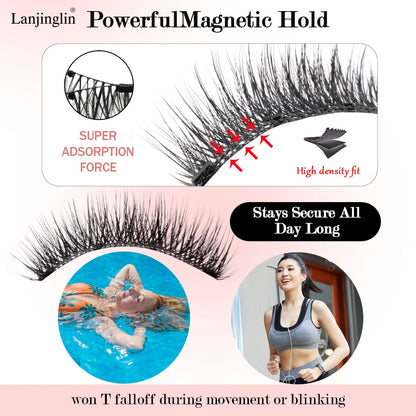 1/2pair Magnetic Eyelashes Handmade Faux Mink Lashes Natural Magnetic False Eyelashes Reusable Magnetic Eyelashes Tweezers Set