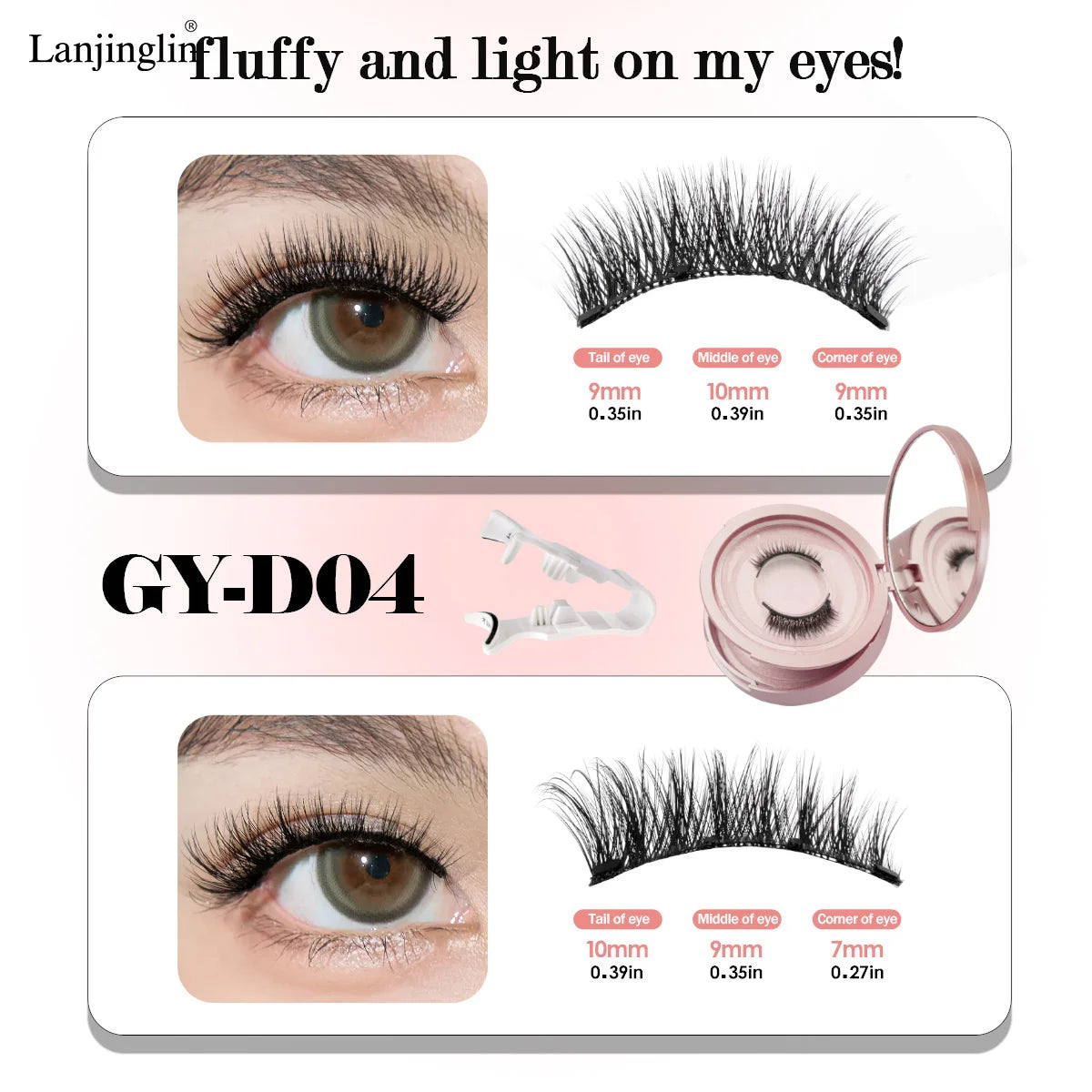 1/2pair Magnetic Eyelashes Handmade Faux Mink Lashes Natural Magnetic False Eyelashes Reusable Magnetic Eyelashes Tweezers Set