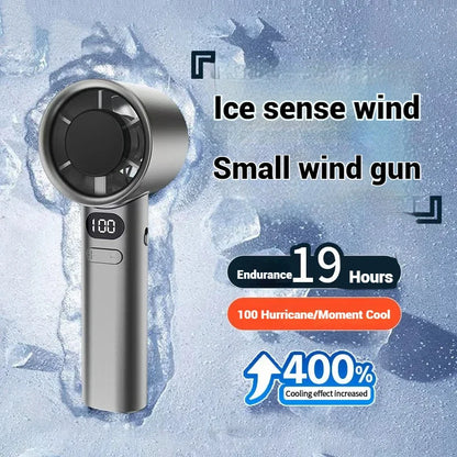 USB Rechargeable Turbo Handheld Fan - Adjustable 12-Speed Mini Fan with LED Display & Gentle Mode for Home/Office/Travel