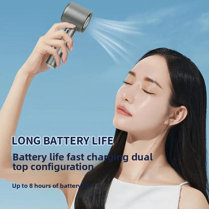 USB Rechargeable Turbo Handheld Fan - Adjustable 12-Speed Mini Fan with LED Display & Gentle Mode for Home/Office/Travel