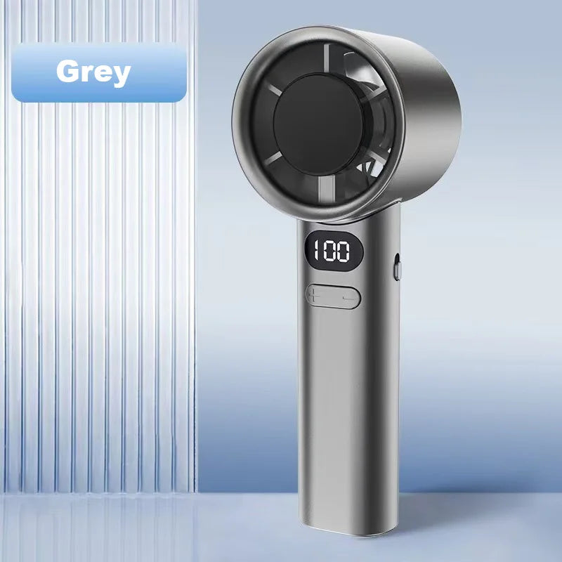 USB Rechargeable Turbo Handheld Fan - Adjustable 12-Speed Mini Fan with LED Display & Gentle Mode for Home/Office/Travel