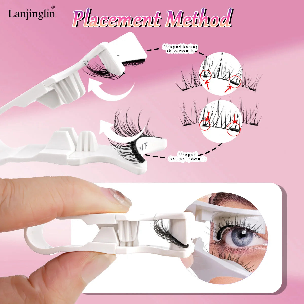 1/2pair Magnetic Eyelashes Handmade Faux Mink Lashes Natural Magnetic False Eyelashes Reusable Magnetic Eyelashes Tweezers Set