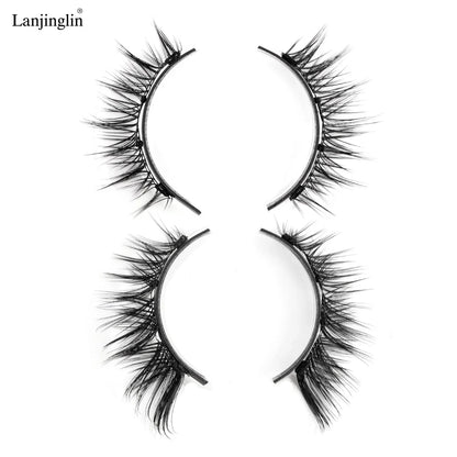 1/2pair Magnetic Eyelashes Handmade Faux Mink Lashes Natural Magnetic False Eyelashes Reusable Magnetic Eyelashes Tweezers Set