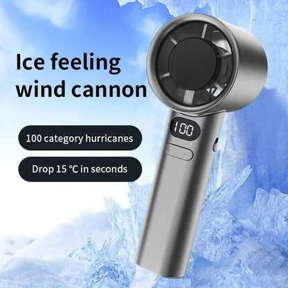 USB Rechargeable Turbo Handheld Fan - Adjustable 12-Speed Mini Fan with LED Display & Gentle Mode for Home/Office/Travel