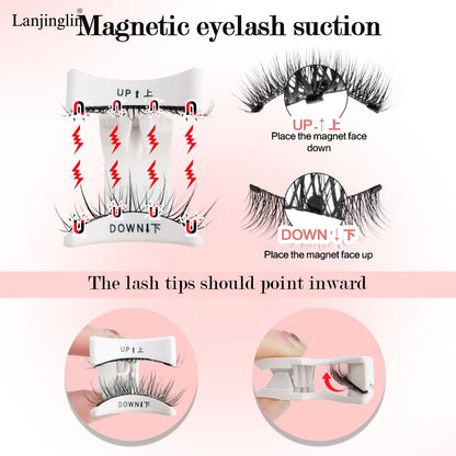 1/2pair Magnetic Eyelashes Handmade Faux Mink Lashes Natural Magnetic False Eyelashes Reusable Magnetic Eyelashes Tweezers Set