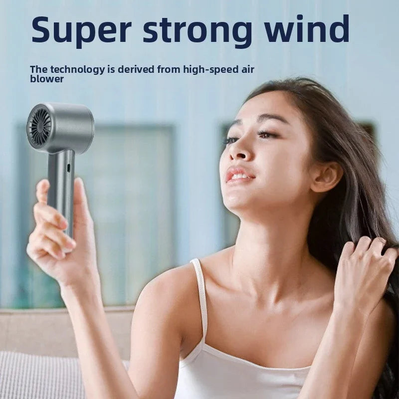 USB Rechargeable Turbo Handheld Fan - Adjustable 12-Speed Mini Fan with LED Display & Gentle Mode for Home/Office/Travel