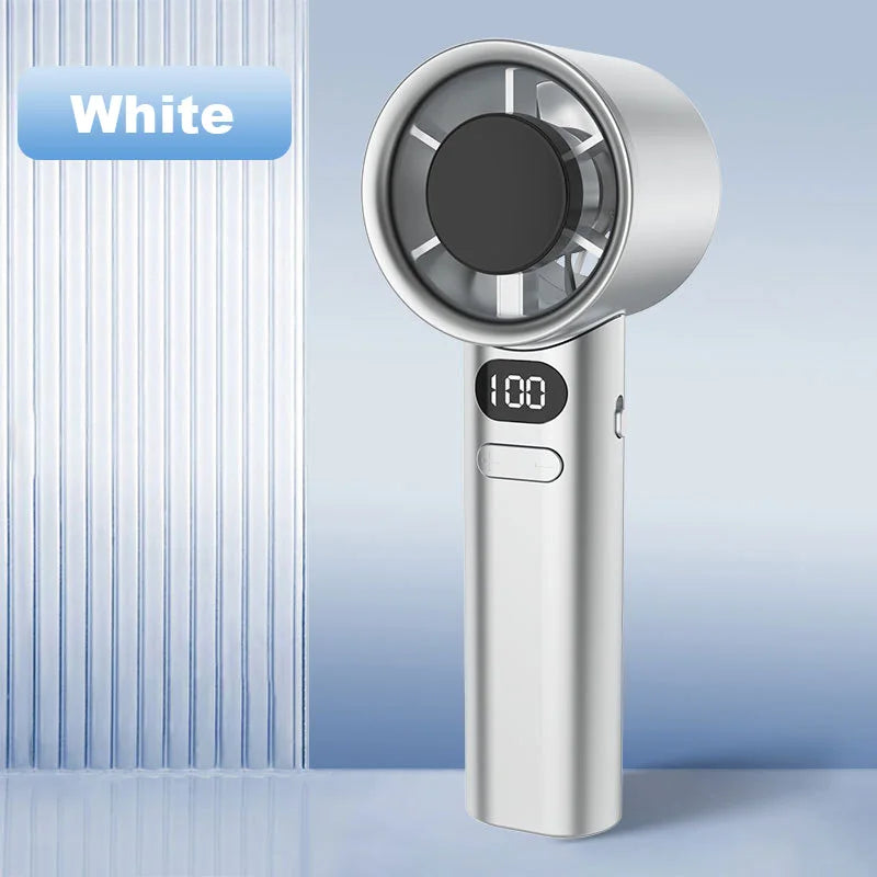 USB Rechargeable Turbo Handheld Fan - Adjustable 12-Speed Mini Fan with LED Display & Gentle Mode for Home/Office/Travel